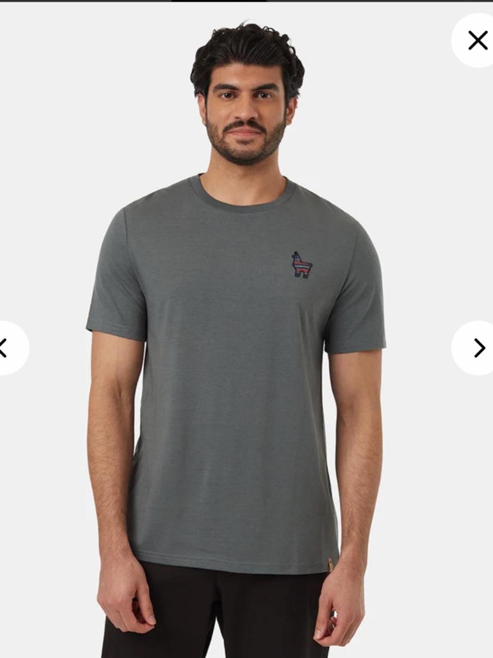 tentree Olive Green Crewneck Tee with Embroidered Llama Patch